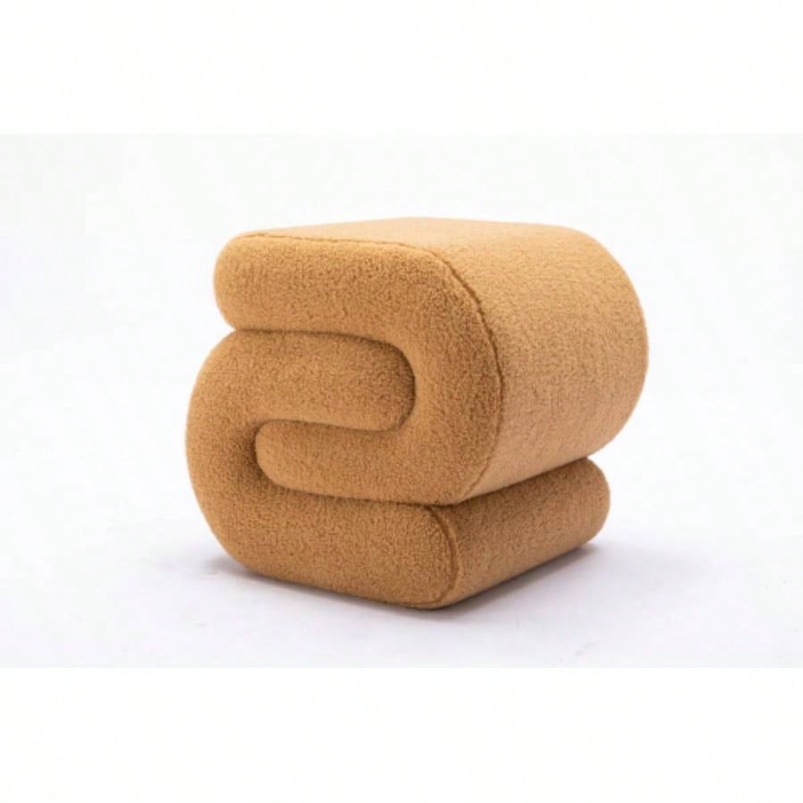 S - shape Teddy Fabric Ottoman Makeup Stool Footstool, Coffee