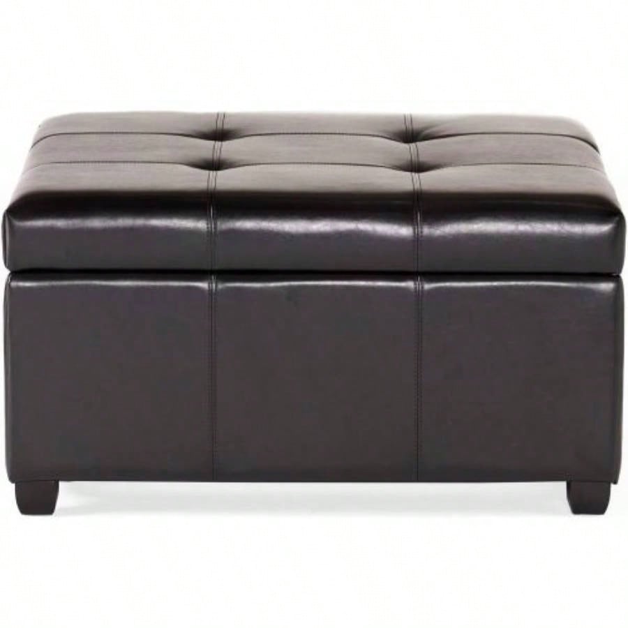 35inch Storage Ottoman, Large Square Ottoman with Storage, Tufted Ottomans Footstool Living Room