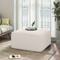 ISABELLA Square Ottoman, Olive Green, Corduroy