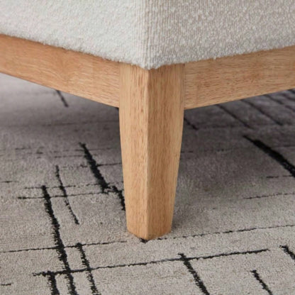 33.86 Upholstered Wood Base Storage Ottoman With Reversible Lid Coffee Table, Foot Stool Square Footrest with Rubberwood Living Room Bedroom Entryway and Office, Ivory Boucle.