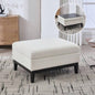 33.86 Upholstered Wood Base Storage Ottoman With Reversible Lid Coffee Table, Foot Stool Square Footrest with Rubberwood Living Room Bedroom Entryway and Office, Ivory Boucle.