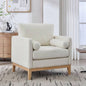 33.86 Upholstered Wood Base Storage Ottoman With Reversible Lid Coffee Table, Foot Stool Square Footrest with Rubberwood Living Room Bedroom Entryway and Office, Ivory Boucle.