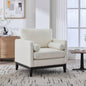33.86 Upholstered Wood Base Storage Ottoman With Reversible Lid Coffee Table, Foot Stool Square Footrest with Rubberwood Living Room Bedroom Entryway and Office, Ivory Boucle.