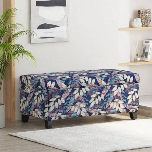Luxury Storage Ottoman with Floral Patterned Fabric, Soft - Close Hinges, Multi - Functional Footrest Living Room, Bedroom - Hidden Compartment Blankets/Pillows