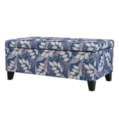 Luxury Storage Ottoman with Floral Patterned Fabric, Soft - Close Hinges, Multi - Functional Footrest Living Room, Bedroom - Hidden Compartment Blankets/Pillows