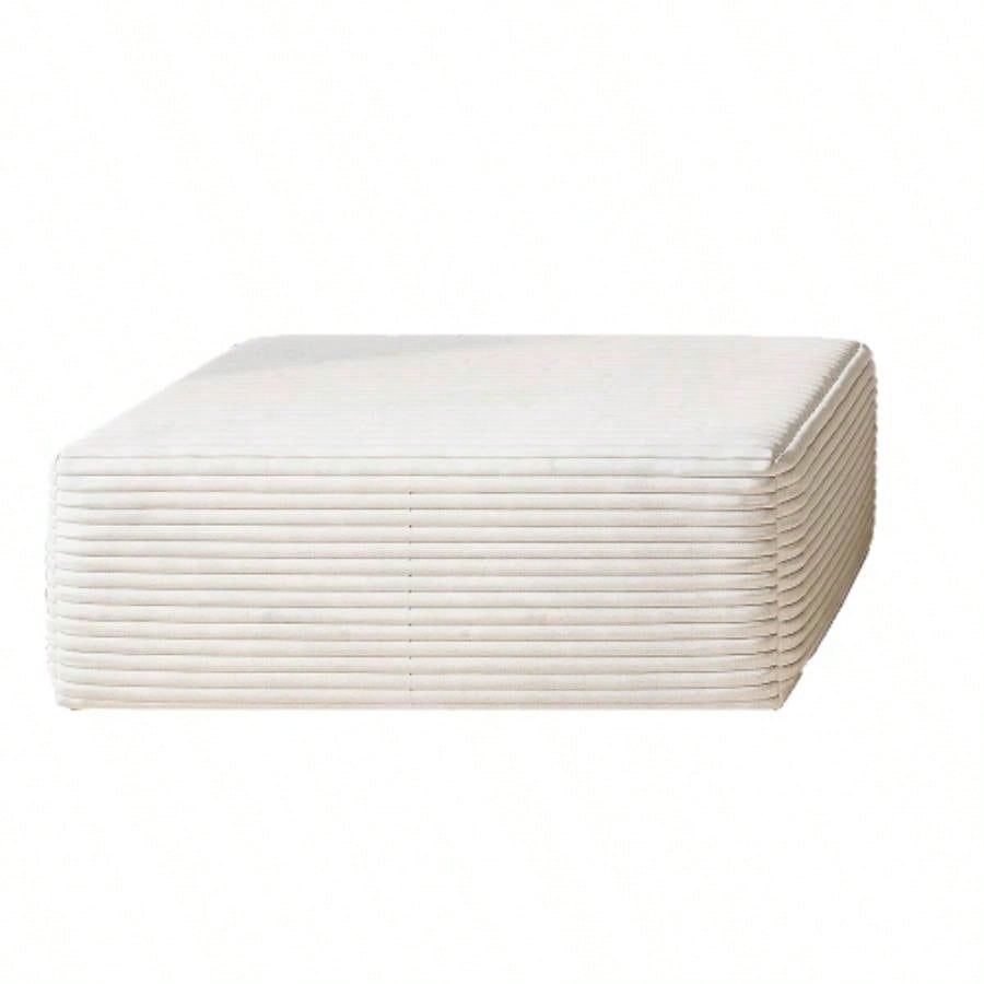 37.40Sofa ottoman, No Assembly Required, WhitePlush Corduroy Fabric