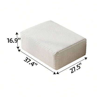 37.40Sofa ottoman, No Assembly Required, WhitePlush Corduroy Fabric