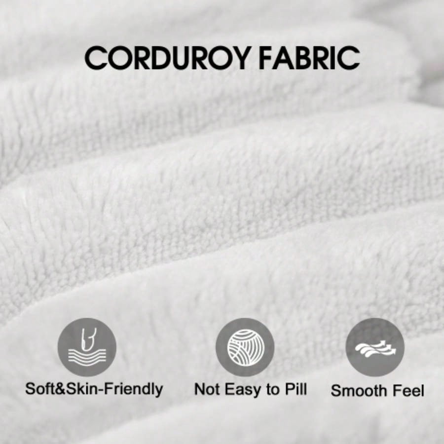 37.40Sofa ottoman, No Assembly Required, WhitePlush Corduroy Fabric