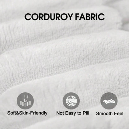 37.40Sofa ottoman, No Assembly Required, WhitePlush Corduroy Fabric