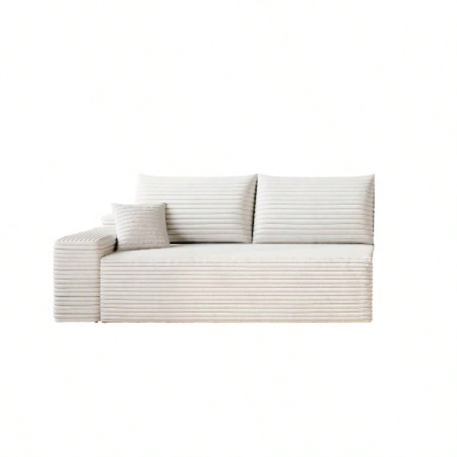 37.40Sofa ottoman, No Assembly Required, WhitePlush Corduroy Fabric