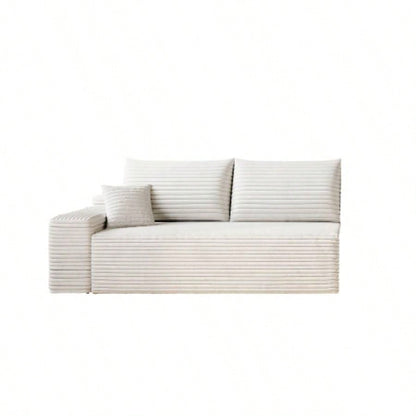 37.40Sofa ottoman, No Assembly Required, WhitePlush Corduroy Fabric