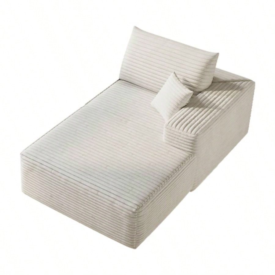 37.40Sofa ottoman, No Assembly Required, WhitePlush Corduroy Fabric