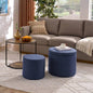 Ottoman, multi - functional combination set table Ottoman, combination of Ottoman and table, with drum stool, with storage space - Dark Blue