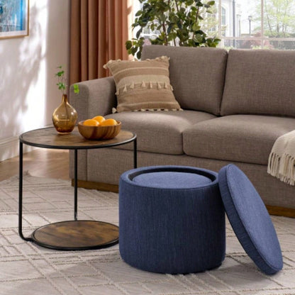Ottoman, multi - functional combination set table Ottoman, combination of Ottoman and table, with drum stool, with storage space - Dark Blue