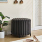 22.05Wide Upholstered Round Pouf Ottoman Foot Rest with Black Metal, Faux Fur Footstool Living Room Bedroom Entryway. Charcoal