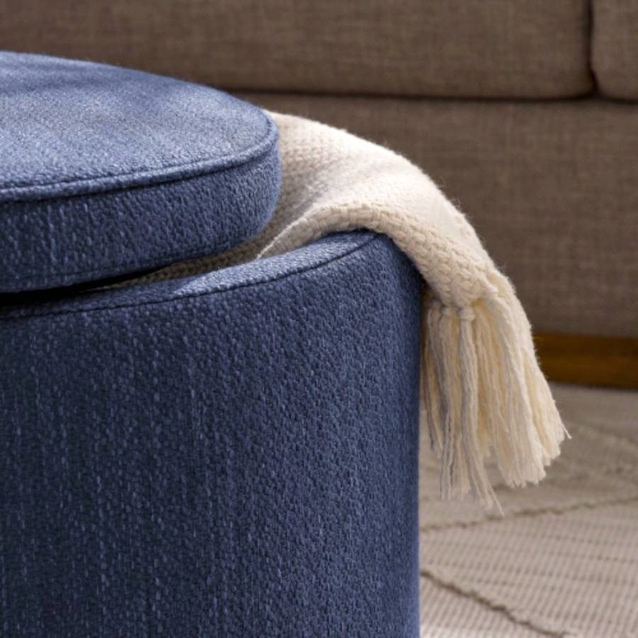 Ottoman, multi - functional combination set table Ottoman, combination of Ottoman and table, with drum stool, with storage space - Dark Blue