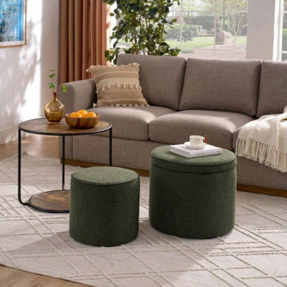 Ottoman, multi - functional combination set table Ottoman, combination of Ottoman and table, with drum stool, with storage space - Dark Blue
