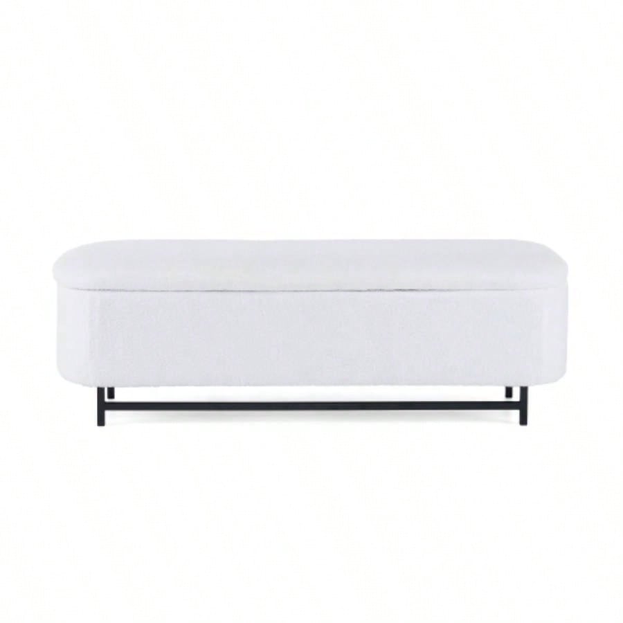 Elegant Ottoman with Spacious Storage Function, White