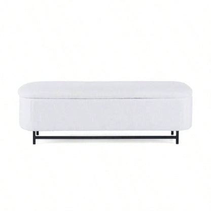 Elegant Ottoman with Spacious Storage Function, White