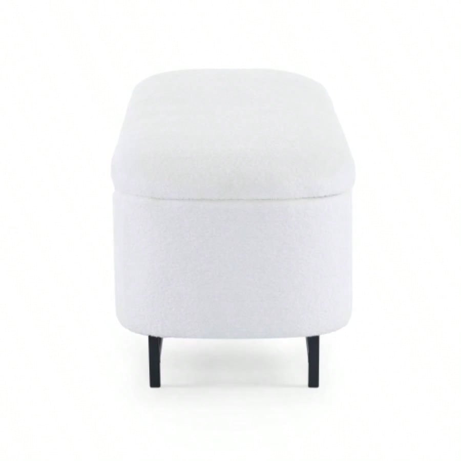 Elegant Ottoman with Spacious Storage Function, White