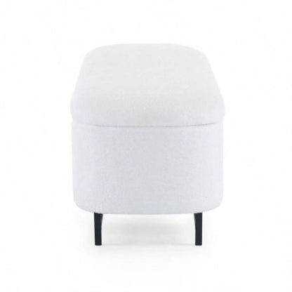 Elegant Ottoman with Spacious Storage Function, White