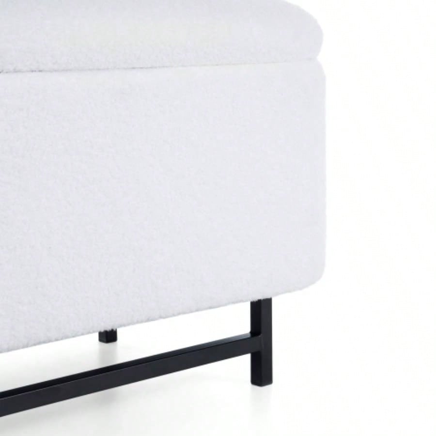 Elegant Ottoman with Spacious Storage Function, White