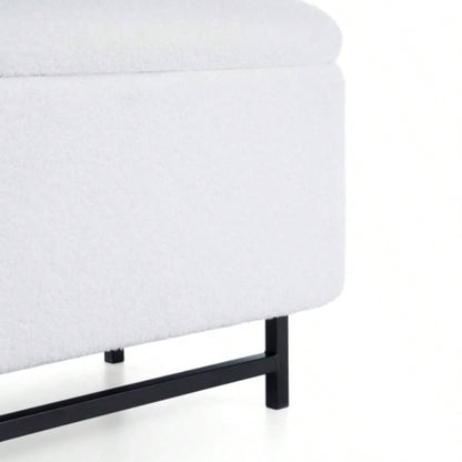 Elegant Ottoman with Spacious Storage Function, White