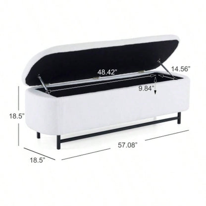 Elegant Ottoman with Spacious Storage Function, White