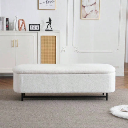 Elegant Ottoman with Spacious Storage Function, White