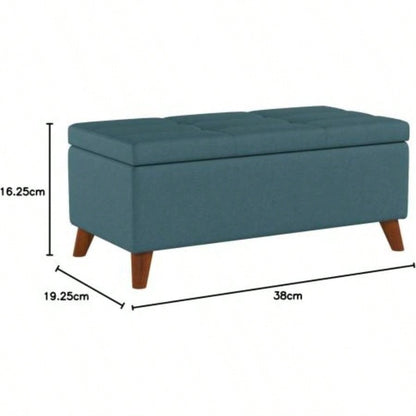 Home Decor, Tufted Ainsley Button Storage Ottoman with Hinged Lid, Ottoman with Storage Living Room Bedroom, Solid wood leg