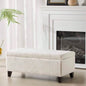 Storage Ottoman with Flip - Top Lid, Easy Assembly, Boucle Fabric Birch Wood, White