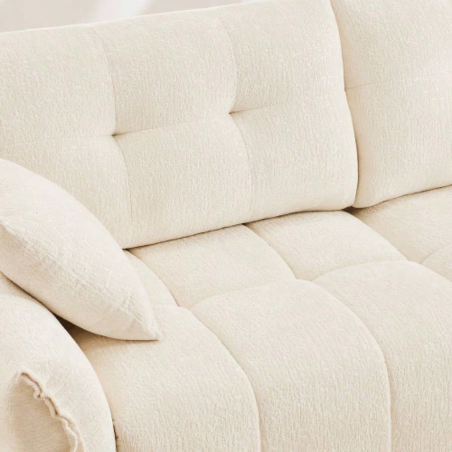 33 White Sofas White Chenille - Armless and ottoman