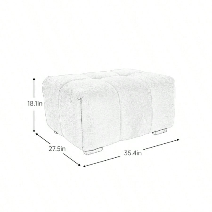 33 White Sofas White Chenille - Armless and ottoman