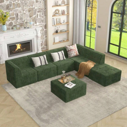 Ottoman sofa Compressed Sectional Sofa Modern Minimalist Style Corduroy Couch, Sleeper Sofa Living Room, Bedroom, Comfy Compressed Sofa Couch Space - Efficient Design - green