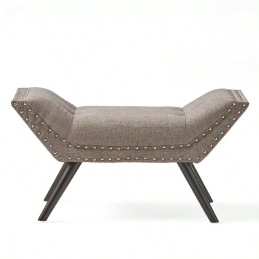 Modern Button Tufted Sitting, Accent Fabric Upholstered Ottoman Bedroom or Living Room