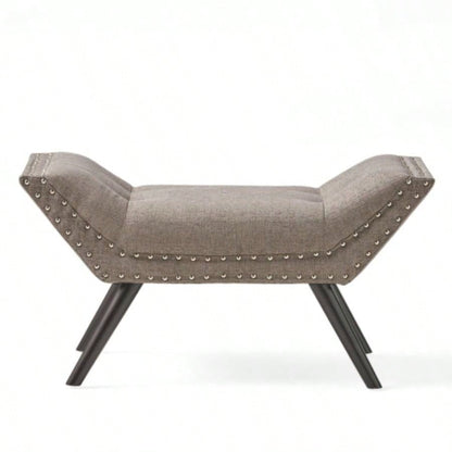 Modern Button Tufted Sitting, Accent Fabric Upholstered Ottoman Bedroom or Living Room