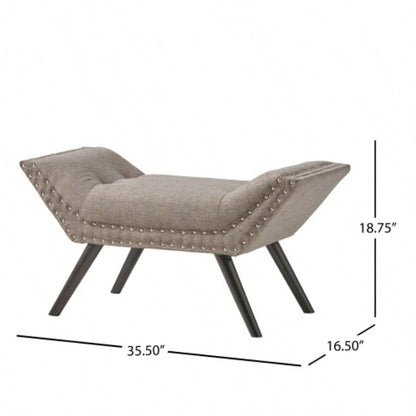 Modern Button Tufted Sitting, Accent Fabric Upholstered Ottoman Bedroom or Living Room