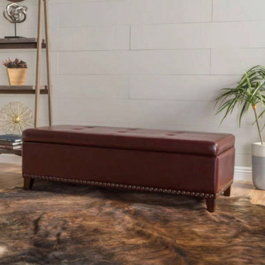 Ottoman with Storage, 51 Inch Large Ottomans Storage, Upholstered End of Bed with Hinged Lid, Long Foot Rest Stool Living Room Bedroom
