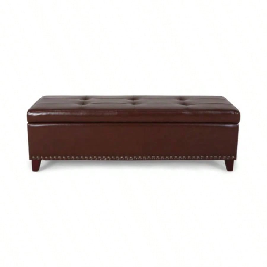 Ottoman with Storage, 51 Inch Large Ottomans Storage, Upholstered End of Bed with Hinged Lid, Long Foot Rest Stool Living Room Bedroom