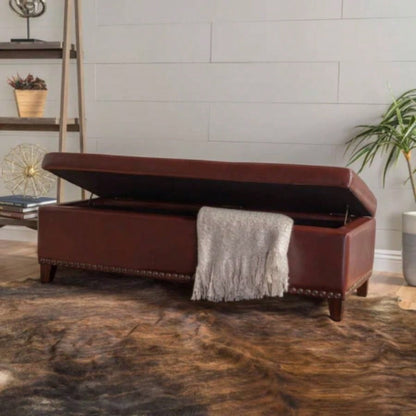 Ottoman with Storage, 51 Inch Large Ottomans Storage, Upholstered End of Bed with Hinged Lid, Long Foot Rest Stool Living Room Bedroom