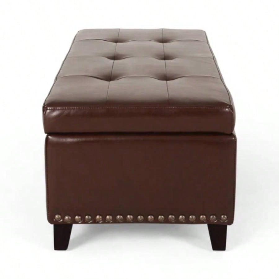 Ottoman with Storage, 51 Inch Large Ottomans Storage, Upholstered End of Bed with Hinged Lid, Long Foot Rest Stool Living Room Bedroom