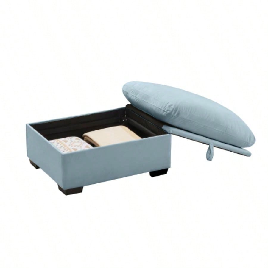 Cloudies Storage Ottoman Blue Velvet