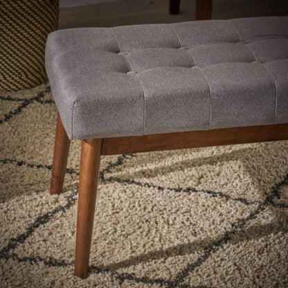 Mid - Ottoman Entryway Dining Room Living Room Bedroom End of Bed, Upholstered Fabric Design with Button - Tufted Detail