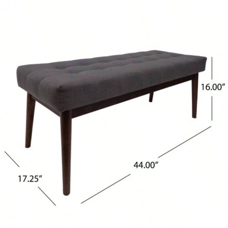 Mid - Ottoman Entryway Dining Room Living Room Bedroom End of Bed, Upholstered Fabric Design with Button - Tufted Detail