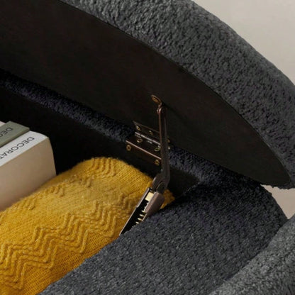 Ottoman Oval Storage 3D Lamb Fleece Fabric with Large Storage Space Living Room, Entryway and Bedroom, Dark,
