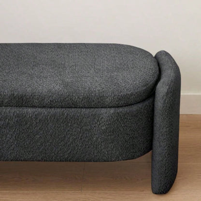 Ottoman Oval Storage 3D Lamb Fleece Fabric with Large Storage Space Living Room, Entryway and Bedroom, Dark,