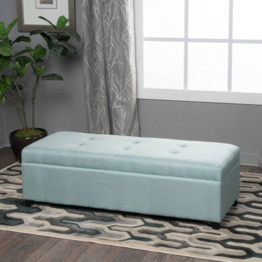 50 inch Wide Contemporary Rectangle Storage Ottoman Upholstered, Living Room, Entryway and Family Room
