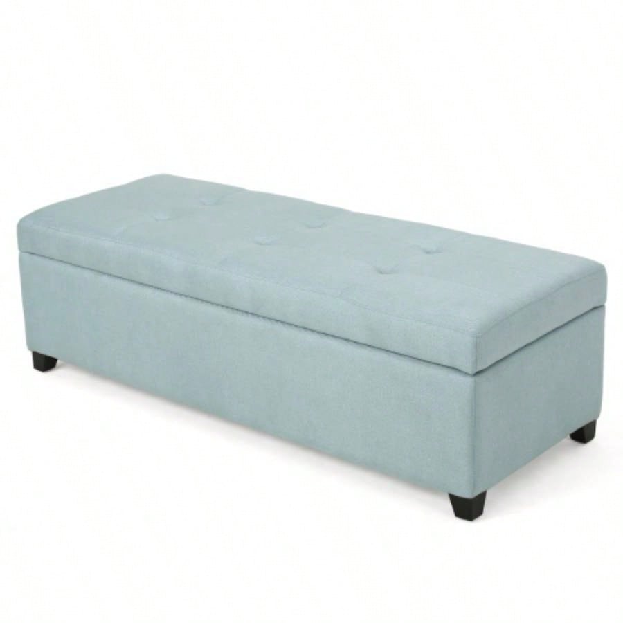 50 inch Wide Contemporary Rectangle Storage Ottoman Upholstered, Living Room, Entryway and Family Room
