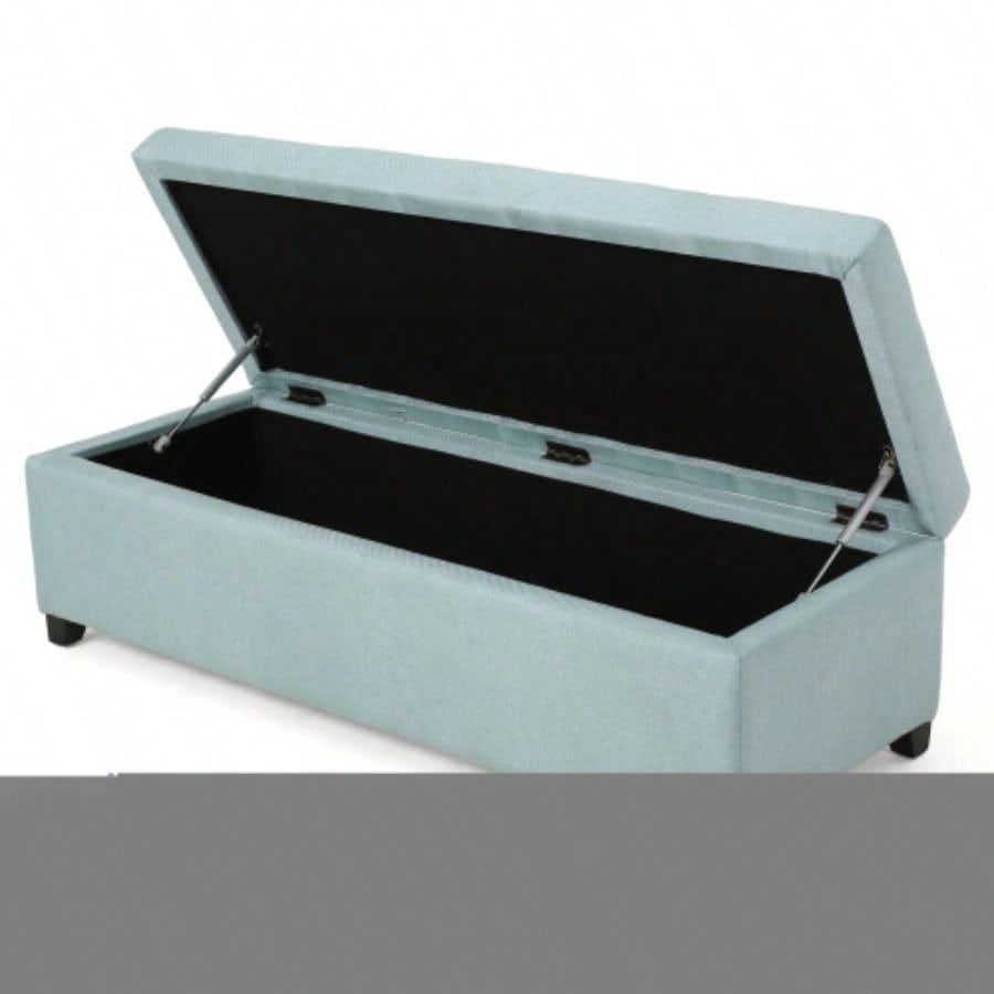50 inch Wide Contemporary Rectangle Storage Ottoman Upholstered, Living Room, Entryway and Family Room