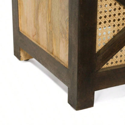 16 Wood Woven Rattan Stool - Multiuse Side Table, Ottoman, Storage Stand